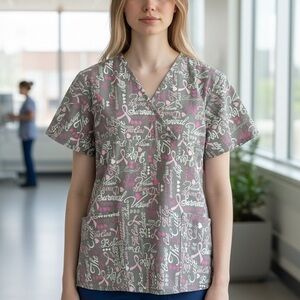 SET Active Gray and Pink Script Blouse